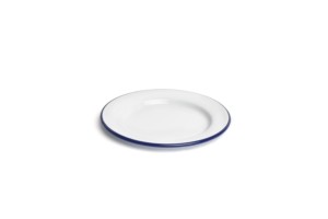 PLATO POSTRE ESMALTE BLANCO/AZUL Ø 20