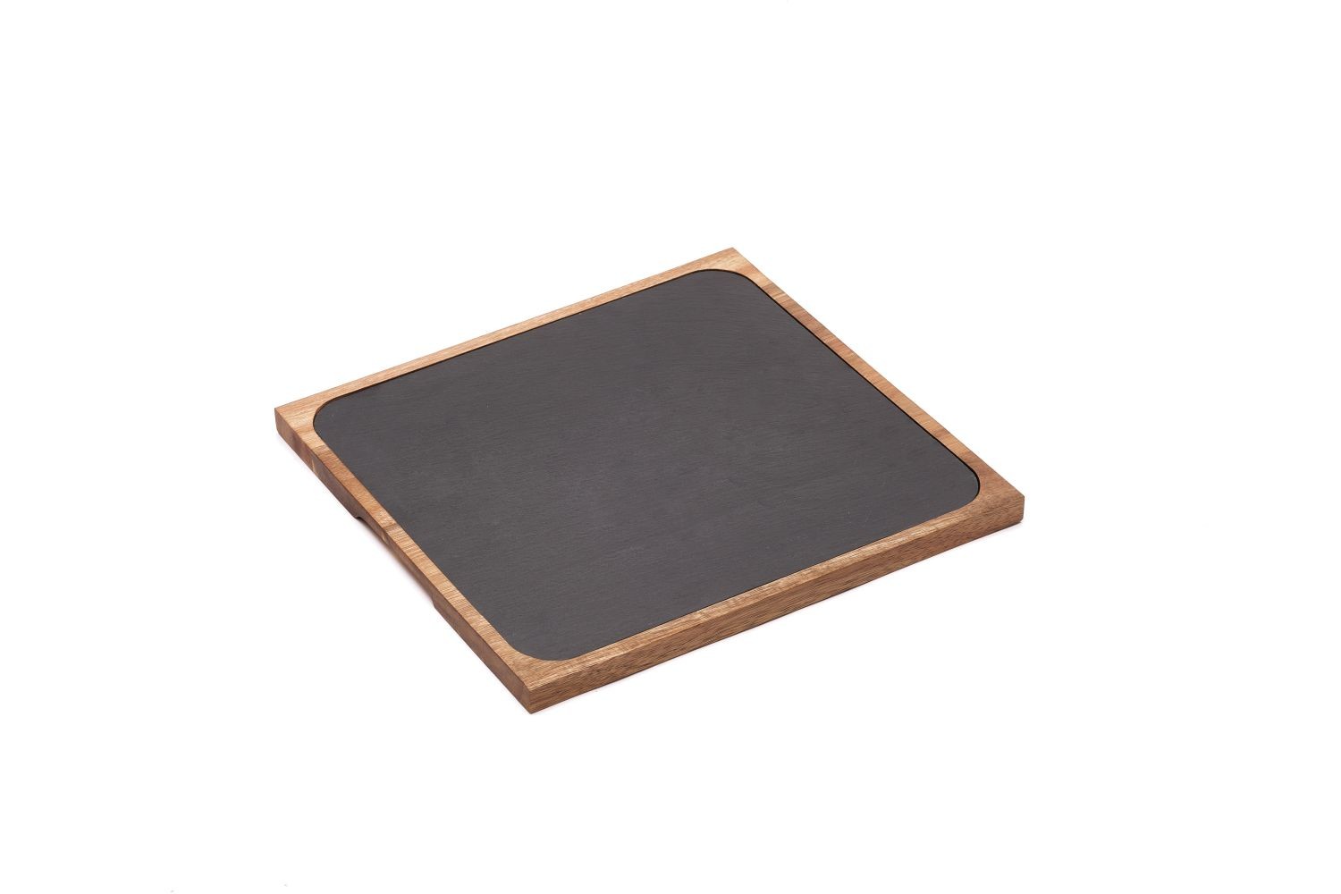 ARDOISE 1/1 30 x 30 cm + SOCLE ACACIA (32 x 32 x 1,5 cm)