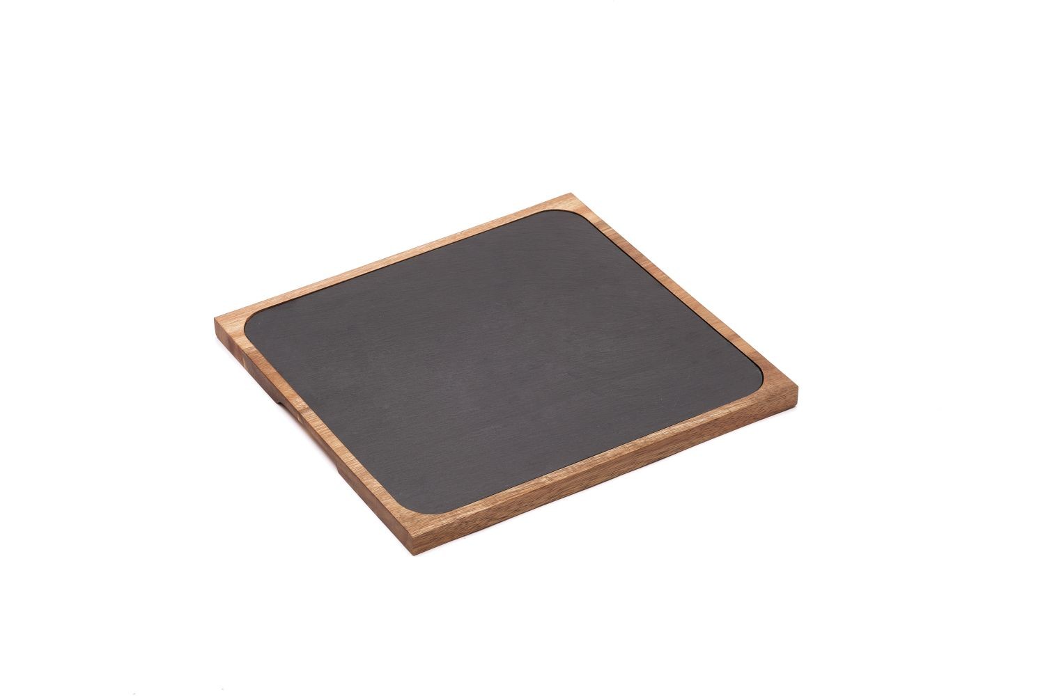 SLATE BOARD 30 x 30 cm + ACACIA BASE (32 x 32 x 1,5 cm)