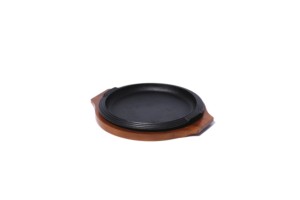 PLATO HIERRO FUNDIDO + BASE MADERA ACACIA Ø30x2,8CM