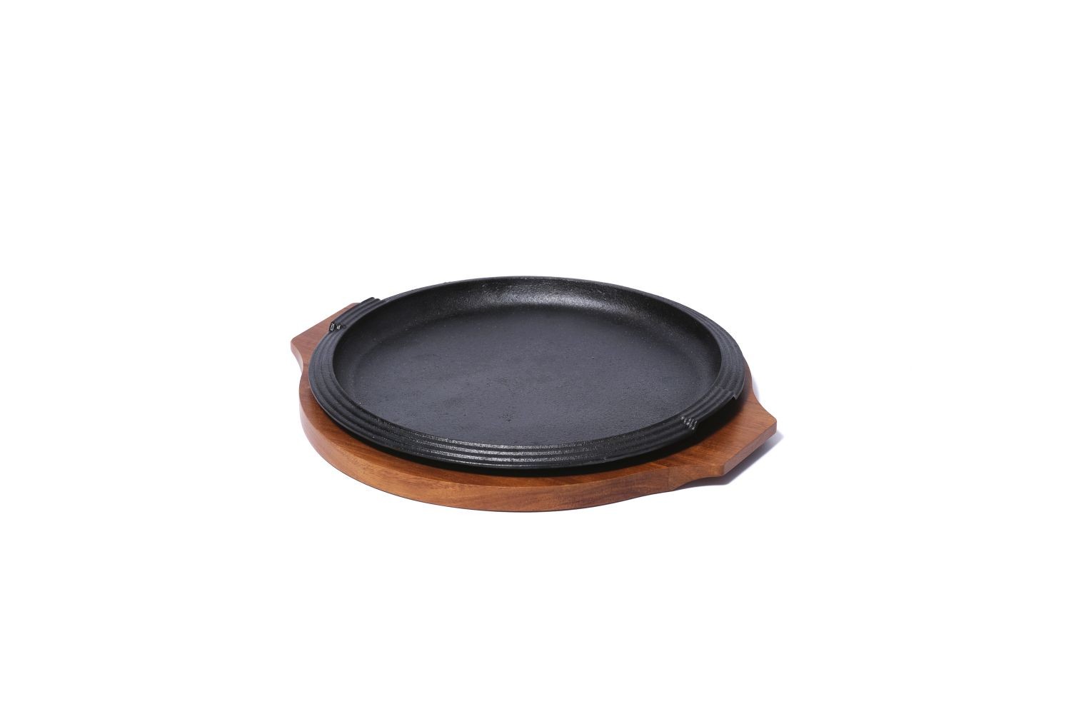PLATO HIERRO FUNDIDO + BASE MADERA ACACIA Ø35x2,8CM