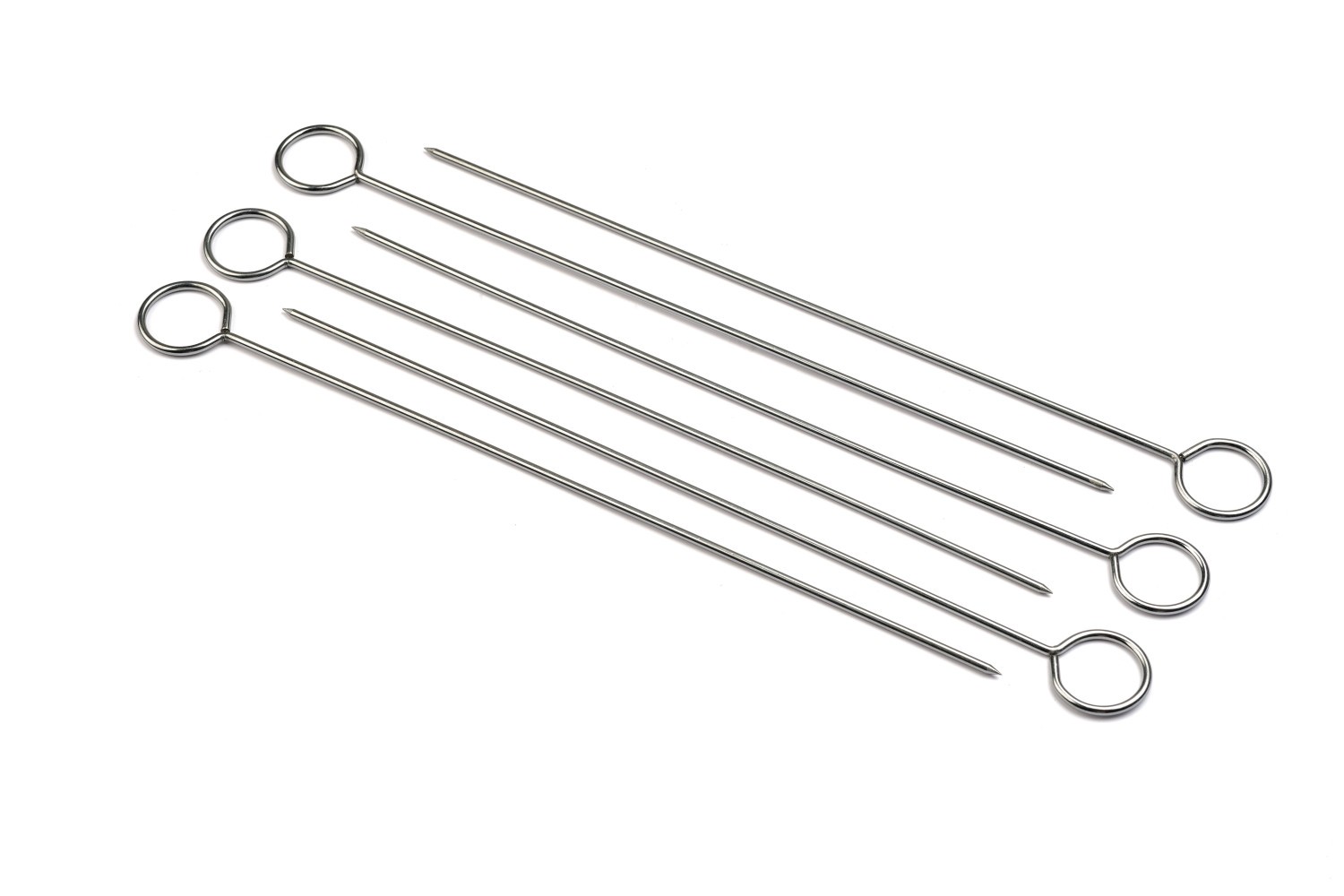 WOLFCUT Set 6 Spiedini In Acciaio Inox Per Barbecue – 40 Cm, Piatti E Con Manico Curvo
