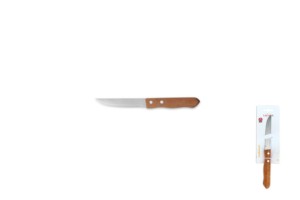 WOODEN HANDLE 0.9MM SMALL BLADE STEAK KNIFE 2 BLISTER