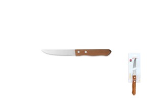 WOODEN HANDLE 0.9MM SHARP BLADE STEAK KNIFE 2 BLISTER