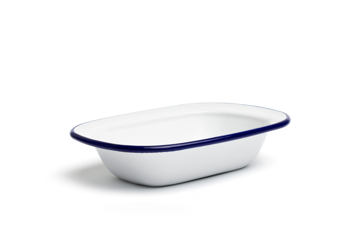 RECTANGULAR ENAMELLED PIE DISH 18 CM WHITE / BLUE