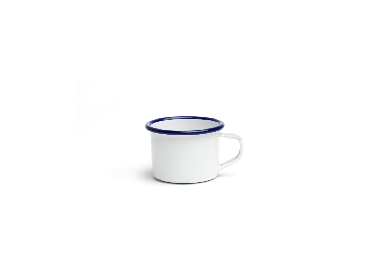 TASSE ÉMAILLÉ Ø 6CM BLANC/BLEU