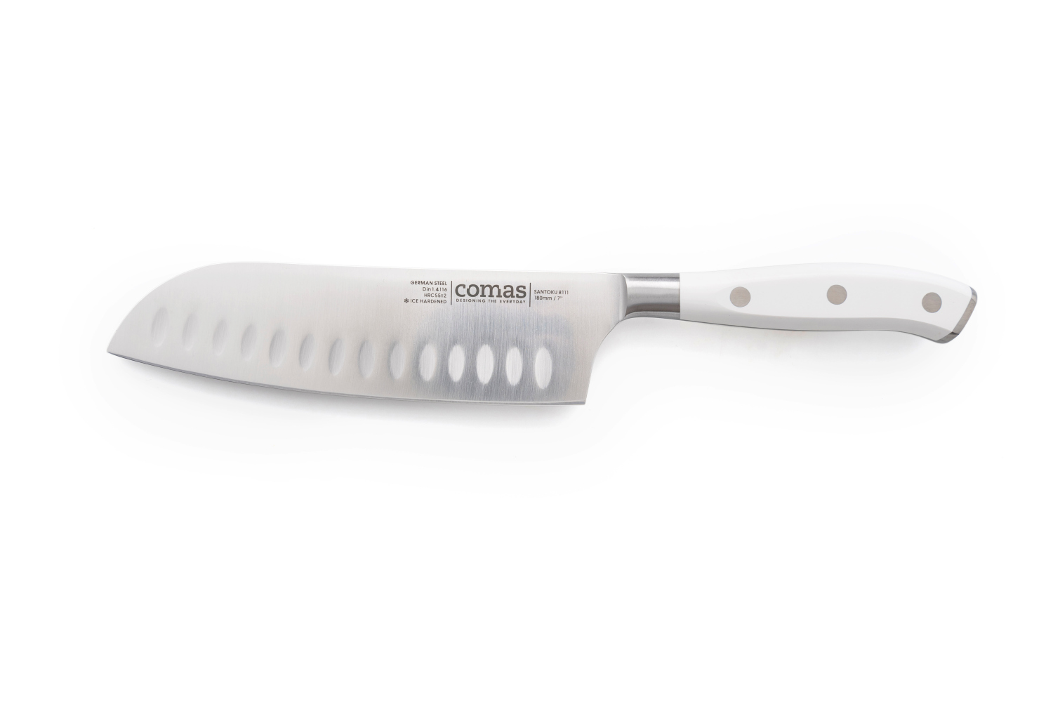 COUTEAU SANTOKU MARBLE 180 MM BLANCO ABS