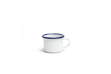 TAZZA FERRO SMALTATO Ø 6CM BIANCO/AZZURRO