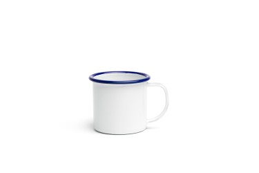 TAZZA FERRO SMALTATO Ø 7CM BIANCO/AZZURRO