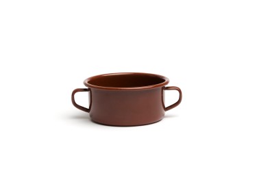 CAZUELA 2 ASAS ESMALTE MARRON Ø10 cm