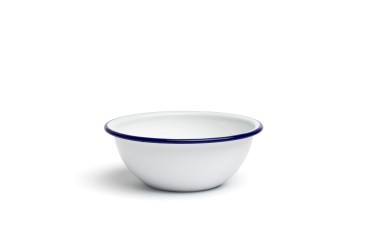 ENAMELLED BOWL Ø 14CM WHITE/BLUE