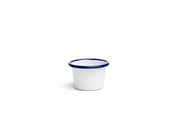 BICCHIERE PER SUGO FERRO SMALTATO 6 CM ALTEZZA WHITE/BLUE